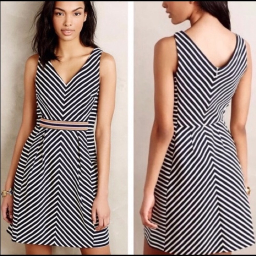 Anthropologie, Maeve striped fit and flare dress